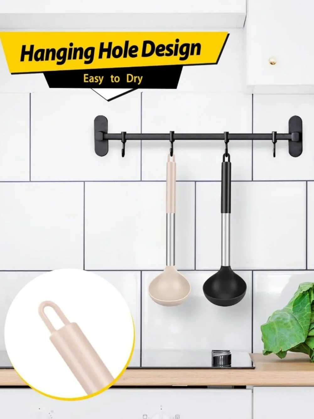Set of 2 Silicone Ladle Spoons - Non-Stick, Heat Resistant Kitchen Utensils for